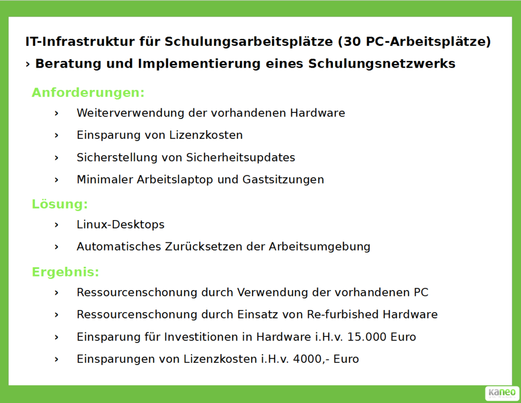 kaneo GmbH - IT-Infrastruktur für Schulungsarbeitsplätz