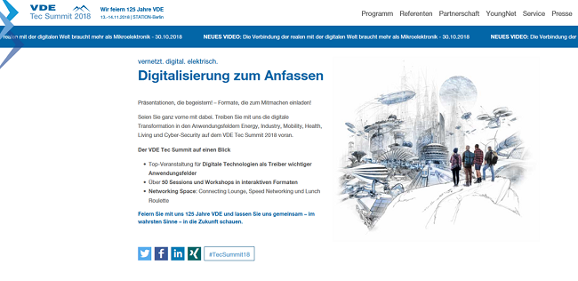 Update #1: VDE Tec Summit 2018 Leitveranstaltung - Screenshot